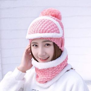 Cycling Caps Comfortable Winter Pullover Hat No-pilling Acrylic Knitted Warm Scarf Cover Set
