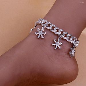 Caviglieri Bling out Cuban Link Snowflake per donne uomini grossi all'ingrosso Crystal Punk Hip Hop Barefoot Sandals Anklet estivo