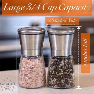 Stainless Steel Salt and Pepper Grinder Adjustable Ceramic Sea Salt Mill Kitchen Tools New