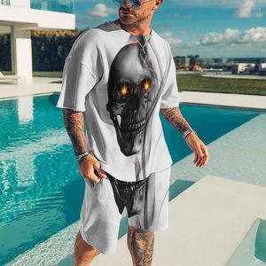 Tute da uomo Street Men Stampa 3d T-shirt con teschio hip-hop grande Tuta punk Cappotto con trama personalizzata Romanzo