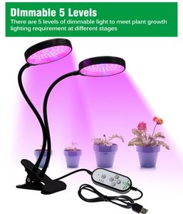 LED Grow Light USBフルスペクトル植物成長ランプ5レベルの調光型タイマー設定植物のためのPHYTOランプフラワーテント