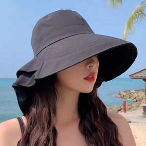 Breda randen hattar sol hatt sommar kvinnor visir uv skydd strand fiskare utomhus ridning resande fällbar mössa