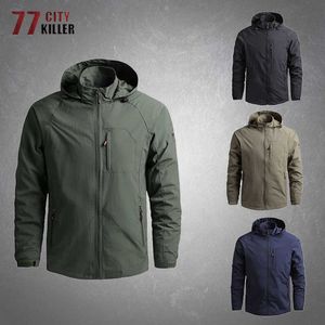 Outdoor Jackets Hoodies Tactical Military Jacket Men Casual Windproof Quick Dry Solid Color Coats Male Outdoor Sports Hiking Camping Bomber Mens Jackets 0104