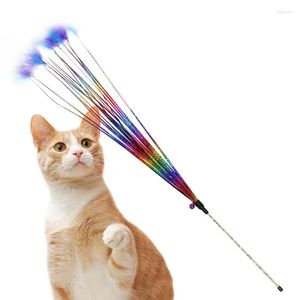 Cat Toys 1pcs Creative Long Tassel w kolorze łapacza dokuczanie Wande z piórkowymi interaktywnymi zapasami zwierząt domowych