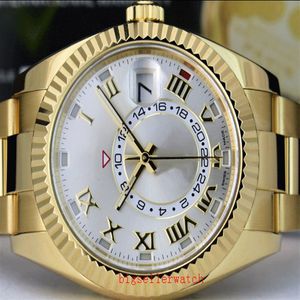 Lyxkvalitetsklockor 42 mm Sky-Dweller 326938 18kt Gold Roman Dial Asia 2813 Mekanisk automatisk utmärkt herrklockor279U