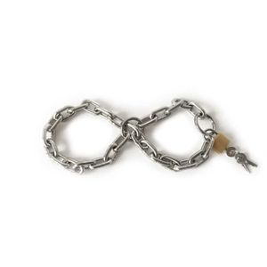 Beauty Items stainless steel free size handcuffs BDSM bondage slave chain cuffs adult fetish metal sexy toys for couples