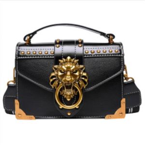 Women's luxury handbag 2020 retro small handbag high quality PU leather crossbody bag rivet lion head lady shoulder bag2451