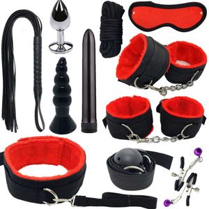 Beauty Items Adult sexy Toys For Game Erotic SM Kits Bondage Handcuffs Whip Gag Nipple Clamps