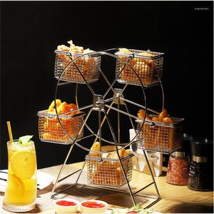 Plattor pariserhjul roterande mellanmål rack pries kyckling nuggets korg gourmet lådan bar ktv dim sum display stativ