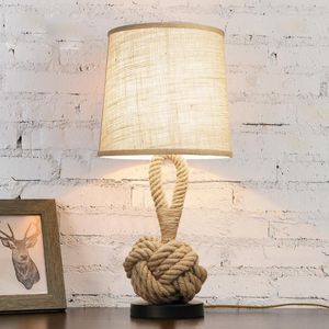 Table Lamps American Creative Lamp Retro Linen Bedside Light Bedroom Study Office El Room Rope Decorative Desk