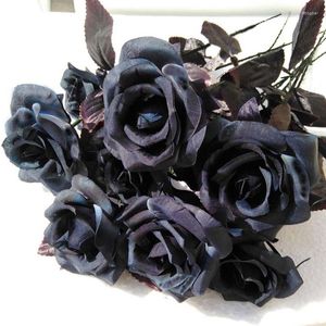 装飾的な花1PCブラックペーニーアジサイローズ人工花の花束家装飾DIYウェディングウォールマテリアルPOプロップ
