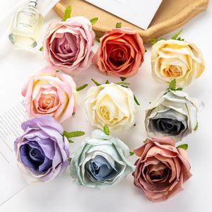 Dekorativa blommor 30st konstgjorda för Scrapbook Heminredning Jul bröllopsfest Silk Roses Wreath Diy Candy Box Handicraft Fake Plants