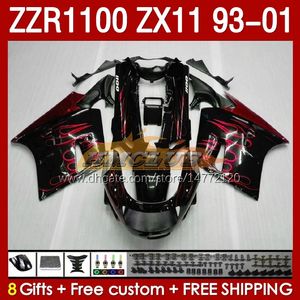 카와사키 붉은 불꽃 닌자 ZX-111 R ZZR-1100 ZX-11R ZZR1100 ZX 11 R 11R ZX11 R 1993 1994 1994 1995 2000 2001 165NO.19 ZZR 1100 CC ZX11R 93 94 95 96 97 98 99 0001 페어링 키트