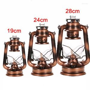 Bordslampor 19/22/28cm Iron Antique Bronze Oil Kerogen Lamp Portable Lantern Retro Outdoor Camping Vintage Lights Home Chrismas Decor