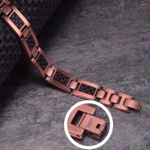 Link Bracelets Ikuinen Copper Bracelet For Men Black Carbon Fibre Magnetic Arthritis Therapy Health Energy Christmas Jewelry Gift