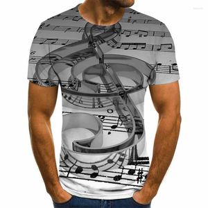 Camisetas masculinas 2023 Música de verão e instrumentos de arte T-shirt de moda impressa em estilo unissex hip-hop de rua casual casual