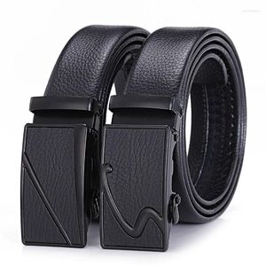 Belts Men Leather Belt Metal Automatic Buckle Brand High Quality Luxury For Famous Work Business Black Brown Cowskin Strap