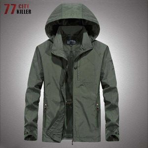 Kurtki na zewnątrz bluzy wielkie rozmiar Wojskowy Wodoodporny kurtka Mężczyźni Spring Jesień Mężczyźni Casual Windbreaker Kurtki męskie oddychające cienkie płaszcze z kapturem 0104