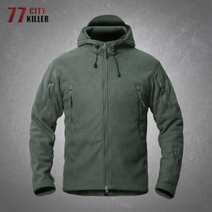 Outdoor Jackets Hoodies Winter Fleece Warm Tactical Hooded Jackets Mens Outdoor Commuter Training Casual Multi Pockets Thicken Military Army Coats Male 0104