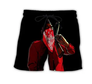 Hip Hop Sportwear Punk Sıradan Gevşek Parça Pantolon Sonbahar Erkekler Serin Baskı Kan Çetesi Bandana 3D Şort 012