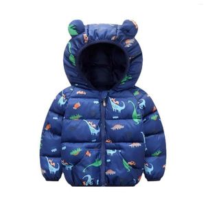 Jacken Ballonmantel Kleinkind Kinder Baby Jungen Mädchen Winter Warm Cartoon Panda Drucke Mäntel Bärenohren Kapuze Gepolsterte Jacke Autos