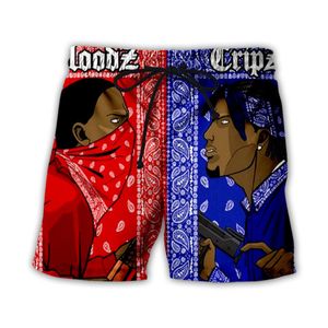 Hiphop sportkläder punk casual lös spår byxor höst män coola tryck blod gäng bandana 3d shorts 003