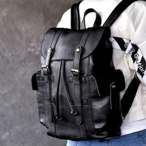 2021C Europa e os Estados Unidos New Travel Bag Korean Fashion PU Leather imperme￡vel Backpack Exterior Women Bag261m