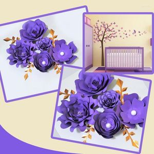 Dekorativa blommor Handgjorda lila rose DIY -pappersblad som är inställda för festbröllop Bakgrunder Dekorationer Nursery Wall Deco Video Tutorials