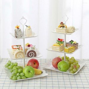 Teller für den Haushalt, 3 Etagen, Kuchenständer und Obst-Dessert-Brotteller, elegante Nachmittagstee-Party-Servierplatte