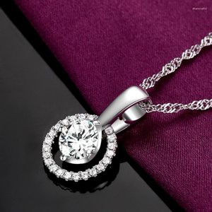 Ketten Exquisite Hochzeit Reinkarnation Kreis Halskette mit glänzenden CZ Strass Zirkon Kristall für Frauen Party Modeschmuck
