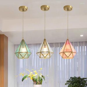 Pendant Lamps American Style Glass Light Copper Lighting Decor Dinning Room Hanging Lamp Kitchen Chandelier Ceiling Suspension Fixture