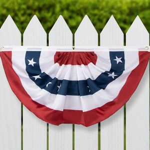 45x90 cm Independence Day Flag Decoration Outdoor Hanging American Fan Shaped Patriotic Decor Party Supplie for Memorial Day