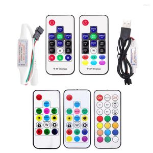 Controladores USB/DC Mini 3Keys RF 14/17/21Keys LED Pixel Strip Light Controller para WS2811 WS2812B SK6812 1903 com DC5-24V remoto