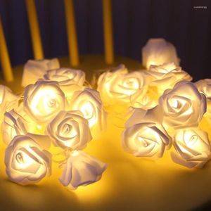Strängar batteridrivna LED 30LEDS Rose Flower Fairy Christmas Lights Holiday String Valentine Wedding Decorative Light