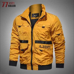 Outdoor -Jackets Hoodies Letter Stickerei Taktische Jacke Männer Baumwoll Reißverschluss Bomber Militärjacken Männliche neue Außenbreaker Herren Armee Flugmäntel 0104