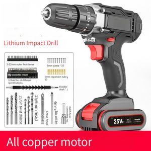 25V Akku-Bohrer und Schraubendreher, Holzbearbeitungsloch, kleine kabellose Lithium-Batterie, Haushalt, multifunktionale wiederaufladbare Schraube, elektrische Bohrmaschine