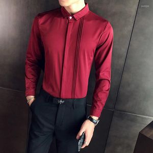 Męskie koszule Camiseta Masculina Czarna męska marka Masowa Moda Moda Czerwona Koszulka Up Men Korean Style Slim Night Camisa