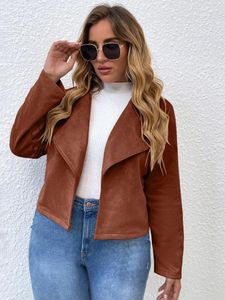 Dış giyim artı beden ceket kadınlar vintage kahverengi ince erkek arkadaş süet Sonbahar Kış Kovboy Ceket Giysileri 2023 Bahar