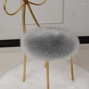 Pillow Solid Color Soft Round Seat Mats Winter Warm Plush Chair Thicken Floor S Stool Pad Imitation Wool Carpet Decor