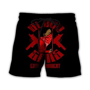 Hip Hop Sportwear punk casual calça solta de outono homem impressão legal gangue de sangue bandana 3d shorts 005