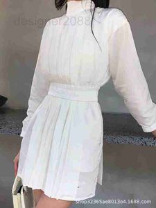 Casual Dresses designer New minority design long sleeve pleated one-piece pants skirt shows slim and luxurious French fashion style 3QFV