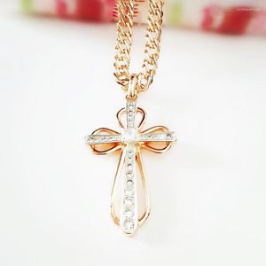 Pendant Necklaces Classic Men Jewelry Unisex Charm Necklace 585 Rose Gold Color Russian Orthodox