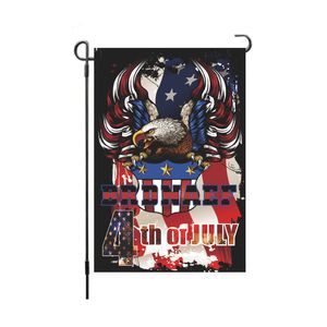 Dubbelsidig 4 juli Patriotic Garden Flagga USA Amerika Välkommen Husgård Flaggor Utomhus Indoor Holiday Banner Memorial Independence Day Dekorationer 12x18tum