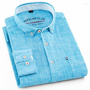 Erkekler Rahat Gömlek Erkekler Normal-Fit Shirt Pamuk Hat Uzun Kollu Gevşek İş Elbise Saf Renk Düğmesi Erkekler Mavi Beyaz Üstler Camisa