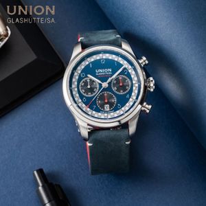 Armbanduhren UNION GLASHUTTE SA Marke Uhr für Männer Leder Sport Uhren Herren Quarz Armbanduhr Chronograph Männliche Uhr Relogio Masculino U230103