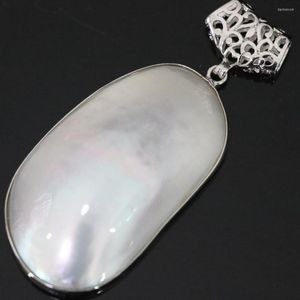 Colares pendentes Charms Natural White Mother Shell 29x50mm Aprox oval para mulheres de classe de grande classe B1114