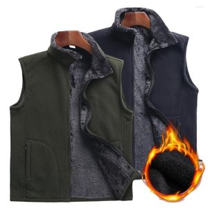 Men's Vests Chic Winter Waistcoat Casual Men Vest Solid Color Warm Lapel Coat