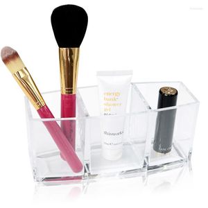 Storage Boxes 3 Lattices Transparent Acrylic Makeup Brush Holder Cosmetic Nail Polish Case Table Organizer Tool