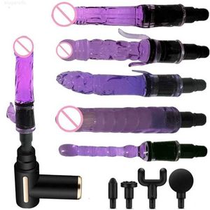 Sex Toys Massager Massage fascia pistol med realistisk penis dildo huvud stark chock vibratormaskin för man kvinna masturbator leksaker produkt