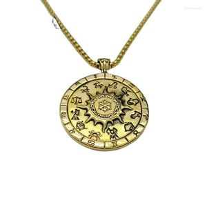 Pendanthalsband Myterious 12 Constellations Round Charm Halsband 316L Rostfritt stål Kvinnor Partihandel Cara0175